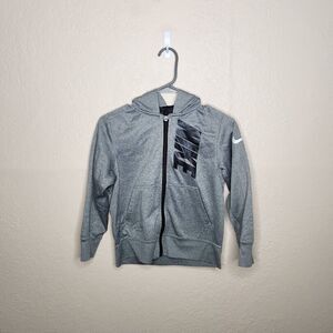 Nike Dri-Fit Hoodie Boys Small Heather Gray 100% Polyester Full Zip Activewear